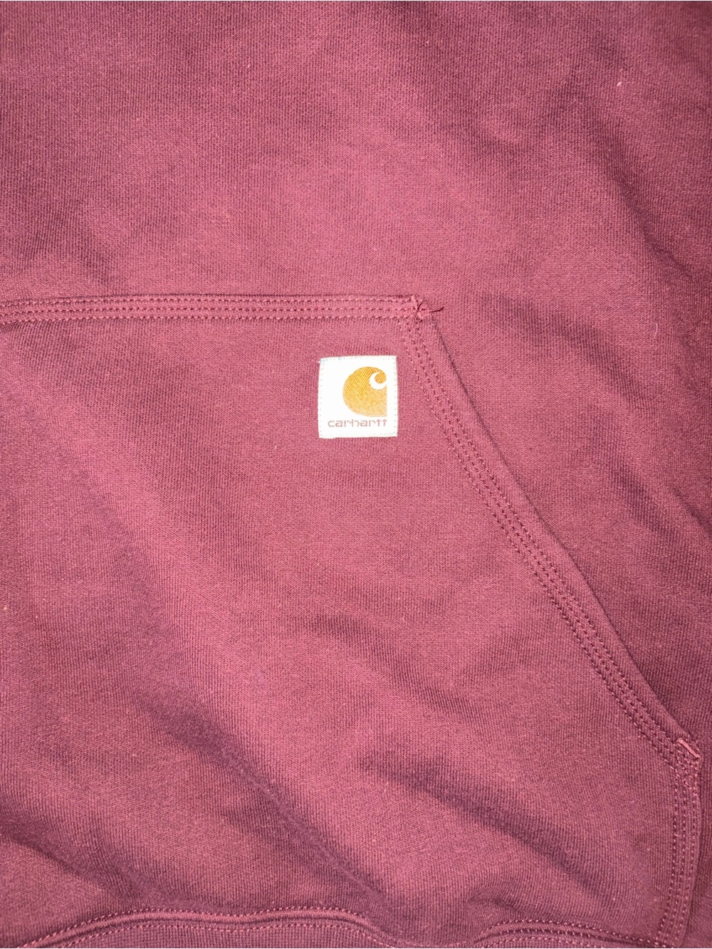 Carhartt Men's Burgundy Pullover Hoodie with Sleeve Logo - Picture 2 of 5